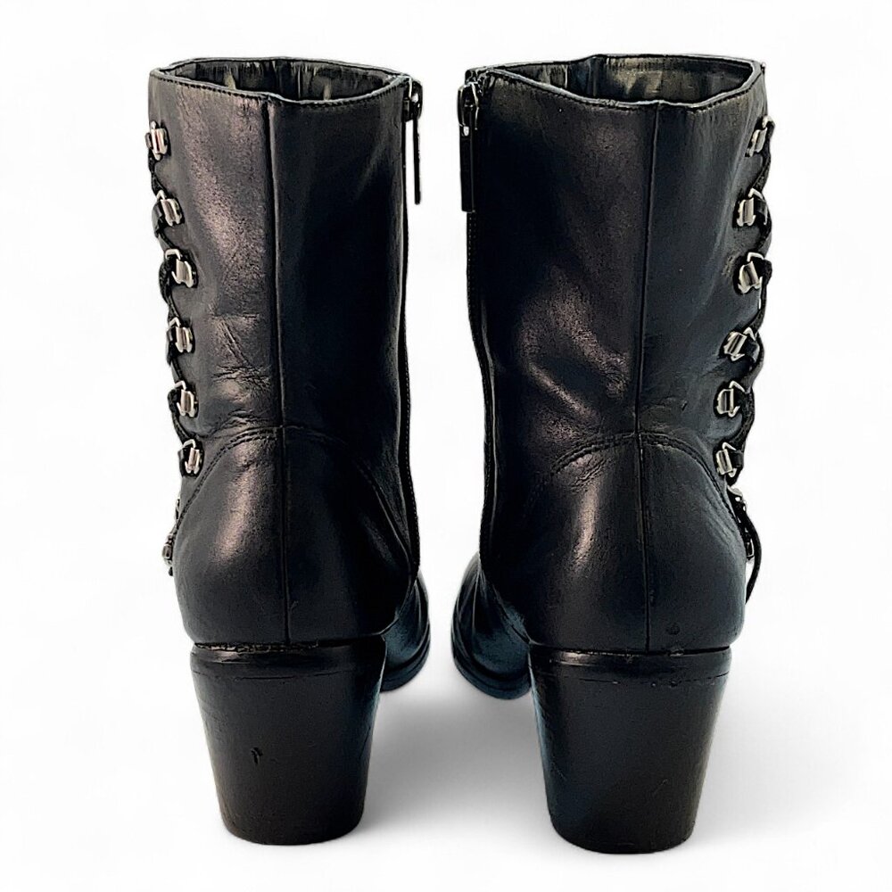 Harley Davidson Women Black Leather Boots Corset Lace Up With Carms Size 9.5" - Picture 5 of 12